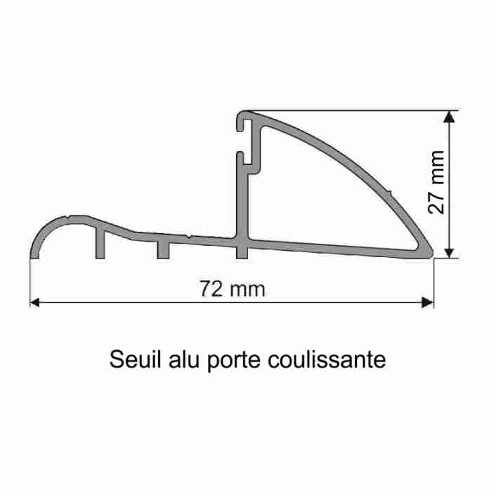Seuil de Porte de Garage en alu - 3500 mm - Anodisé + joint