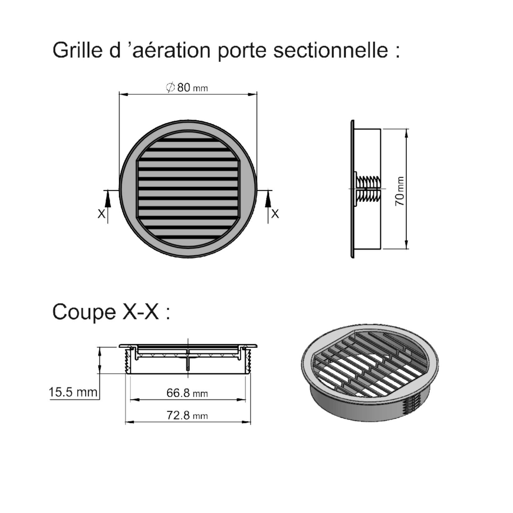 Grille d'aération pour porte de garage - Garatec