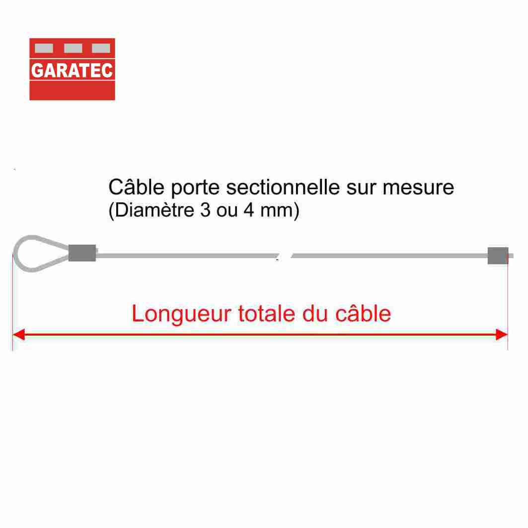 Câble acier de diamètre 6 mm avec boucle et manchon serti pour portes de  garage sectionnelles et basculantes