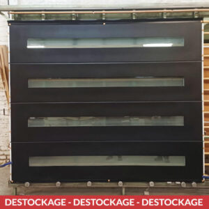 Porte de garage sectionnelle RAL 9905 texturé avec 4 hublots Améthyste